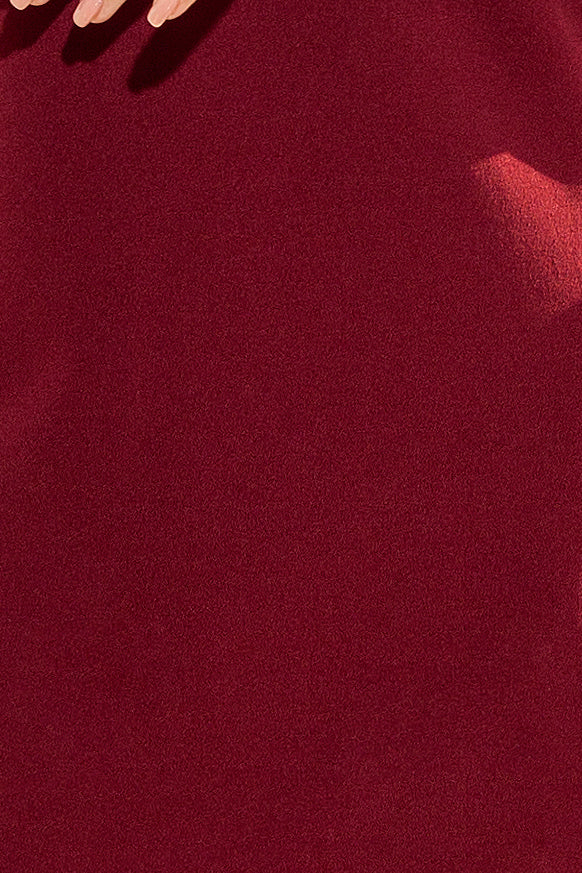 190-8 MARGARET suknelė su nėriniu ant rankovių - BORDO